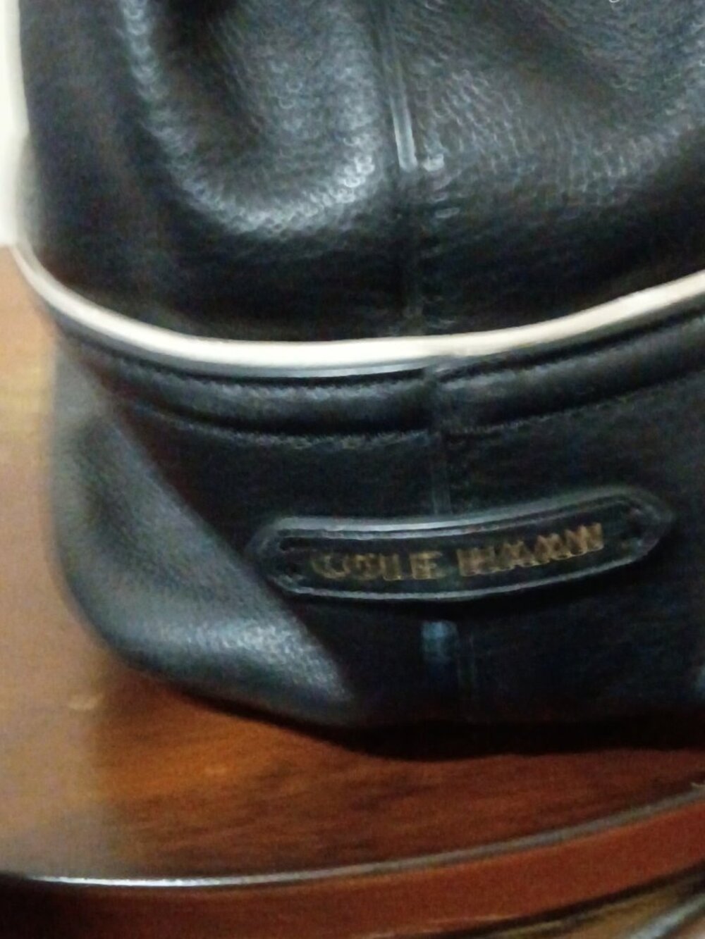 Cole Haan Large “Reilly” Summer Night Black Leather Tassel Tote Handbag Bag - Picture 8 of 16